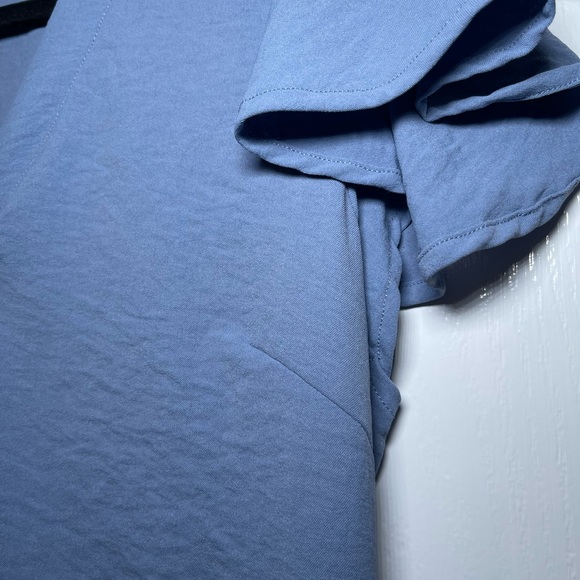 Lucky Brand Women’s Flutter Cap Sleeve Button Front Blue Midi Dress Size Large - Picture 5 of 13